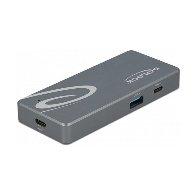 DeLOCK Lector de tarjetas CFast y SD con concentrador USB Tipo-A y Tipo-C, Gris