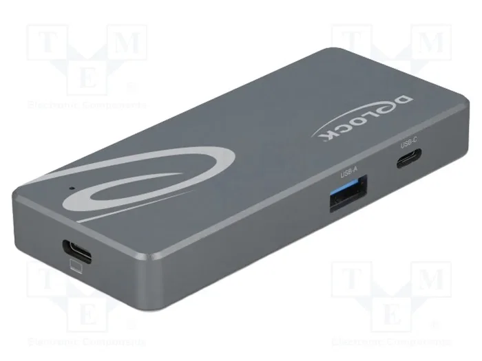 DeLOCK Lector de tarjetas CFast y SD con concentrador USB Tipo-A y Tipo-C Gris