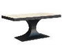 DKD Home Decor Mesa de Comedor de Madera y Mármol Travertino Negro