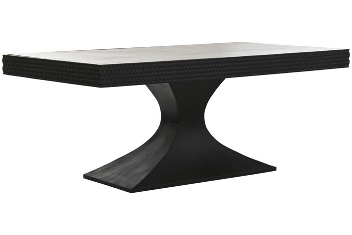 DKD Home Decor Mesa de Comedor de Madera y Mármol Travertino Negro DKD Home Decor Mesa de Comedor de Madera y Mármol Travertino Negro