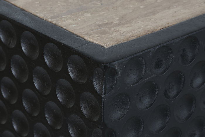 DKD Home Decor Mesa de Comedor de Madera y Mármol Travertino Negro DKD Home Decor Mesa de Comedor de Madera y Mármol Travertino Negro