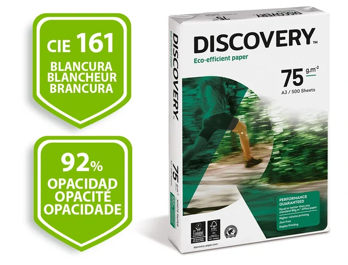 Discovery Papel Multifuncion DIN A3 75 Gramos Paquete de 500 Hojas Blanco