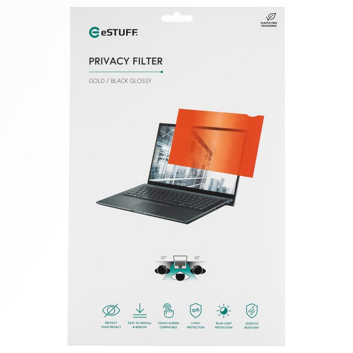 eSTUFF Filtro de Privacidad Dorado para Pantalla 14 Pulgadas 16:9, Protector Antirreflejos y Antidesgaste
