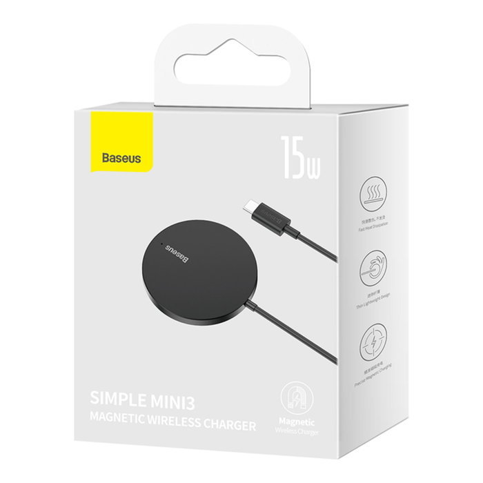 Baseus Simple Mini3 Wireless Charger 15W Negro Baseus Simple Mini3 Wireless Charger 15W Negro