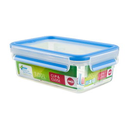 Emsa CLIP & CLOSE Frischhaltedose 1,0 Litro, Transparente/Azul