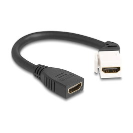 DeLOCK 90322 Cable HDMI hembra a hembra con conector angular de 45 grados, 8K 60 Hz, 20 cm, Negro/Blanco