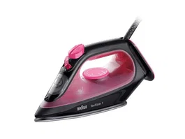 Braun TexStyle 1 Plancha Vapor/Seco 2000W con Suela de Cerámica, Negro/Púrpura - 130 g/min, 0.22L, Autolimpieza