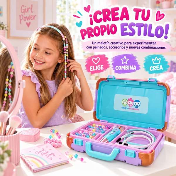 Jugatoys Maletín peinados creativos con aplicador, diadema y abalorios Jugatoys Maletín peinados creativos con aplicador, diadema y abalorios