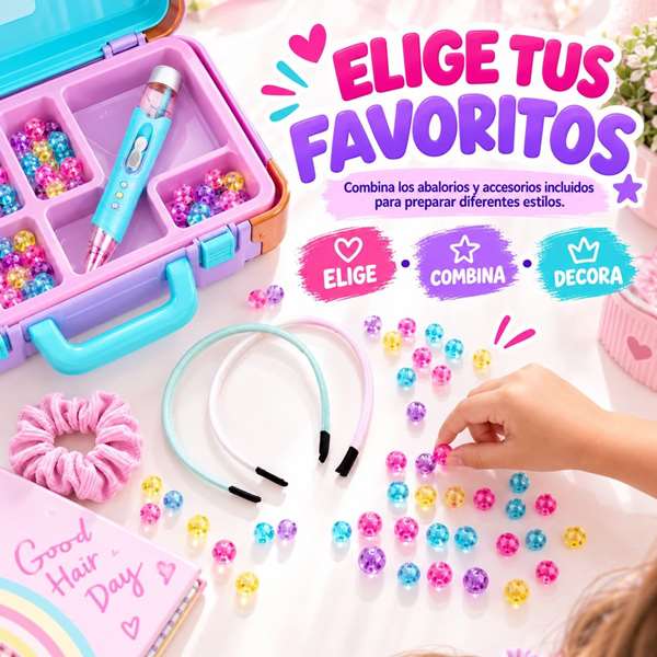 Jugatoys Maletín peinados creativos con aplicador, diadema y abalorios Jugatoys Maletín peinados creativos con aplicador, diadema y abalorios