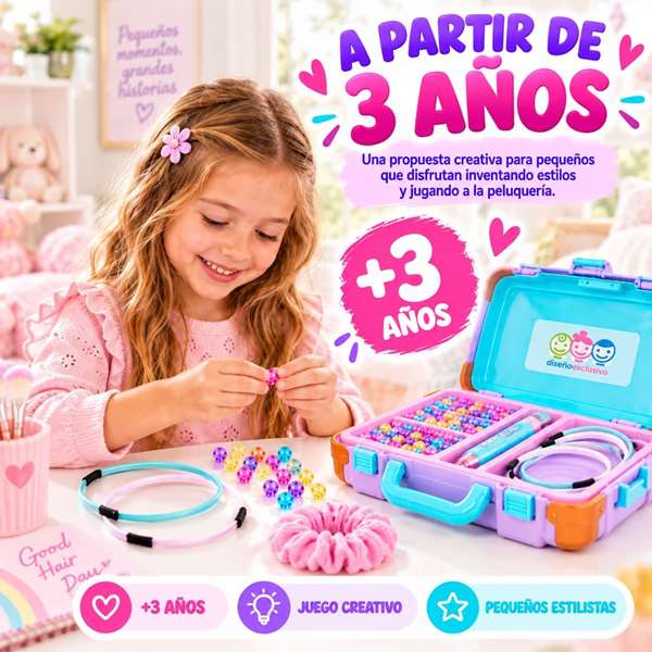 Jugatoys Maletín peinados creativos con aplicador, diadema y abalorios Jugatoys Maletín peinados creativos con aplicador, diadema y abalorios