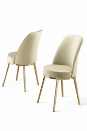 Hanah Home Juego de Sillas Crema y Dorado - Metal y Tela Babyface Elegante
