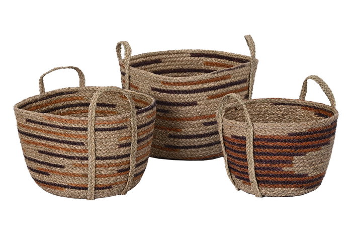 DKD Home Decor Set de 3 Cestas de Seagrass Natural 38x38x41 cm DKD Home Decor Set de 3 Cestas de Seagrass Natural 38x38x41 cm