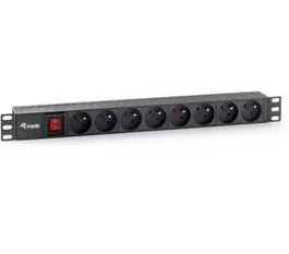 Equip 333285 PDU Regleta de Alimentación Rack 19 1U Horizontal 8 Tomas con Interruptor, Enchufe Francés CE Negro, 1.8 m