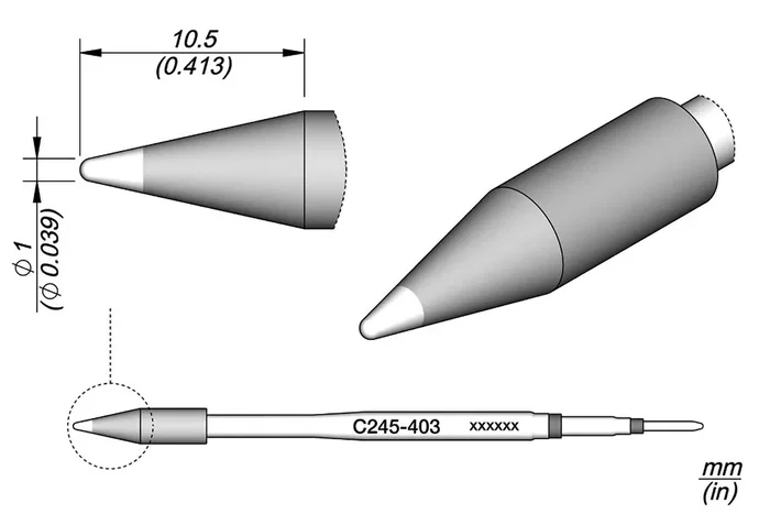 JBC TOOLS Punta de soldadura tipo cono de 1mm