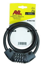 AVL Candado de Combinación de Cable para Bicicleta y Motocicleta 10 x 100 cm