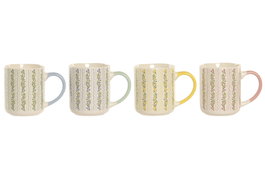 DKD Home Decor Set de 12 Tazas de Porcelana Flores Surtido