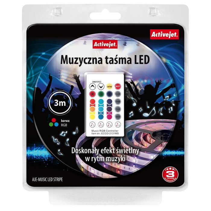 Tiras LED Activejet AJE-LED MUSIC STRIPE Blanco Negro Multicolor Blanco Cálido G 7 W 180 Lm Tiras LED Activejet AJE-LED MUSIC STRIPE Blanco Negro Multicolor Blanco Cálido G 7 W 180 Lm