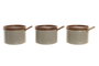 DKD Home Decor Set de 3 Azucareros de Porcelana y Rubberwood Beige/Marrón