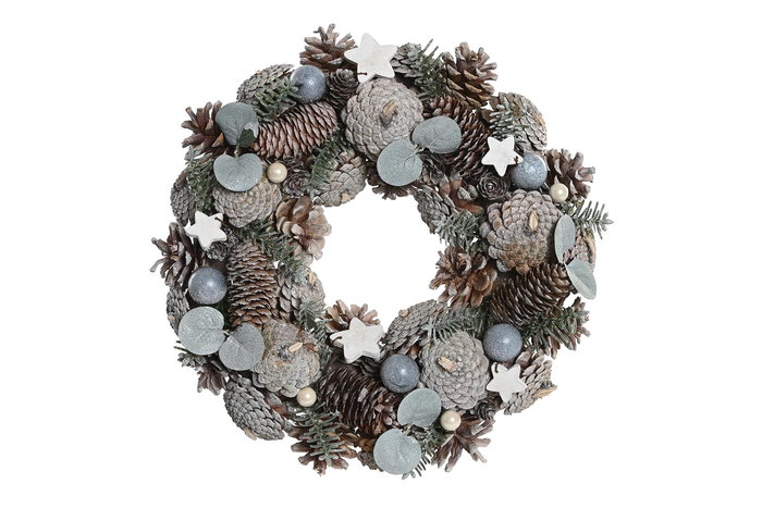 Corona Navidad Fantasia DKD Home Decor Natural Blanco 34 x 8 x 34 cm