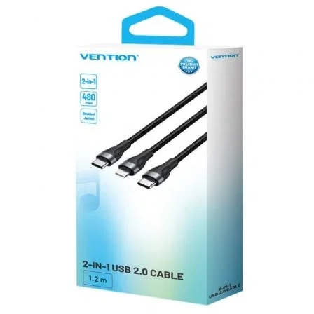 Vention Cable USB Tipo-C a Lightning H17BAV 60W 480Mbps 1.2m Negro