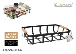 Confortime Cesta Organizadora Negro de Madera, 36.7 x 24.2 x 8.4 cm - Caja de Almacenaje y Ordenación Confortime (6 Unidades)