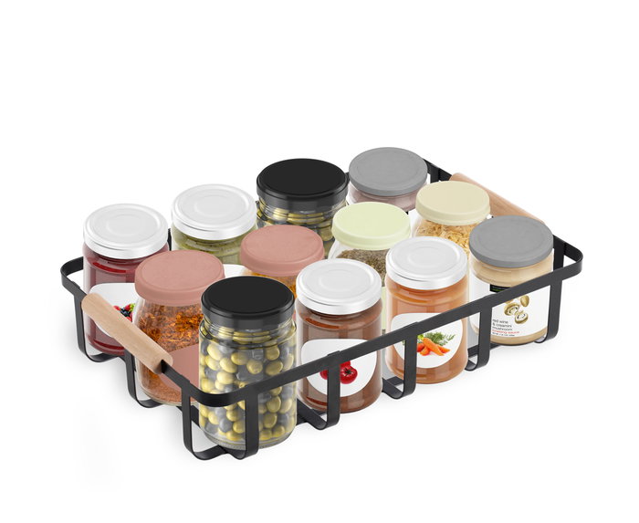 Confortime Cesta Organizadora Negro de Madera, 36.7 x 24.2 x 8.4 cm - Caja de Almacenaje y Ordenación Confortime (6 Unidades)