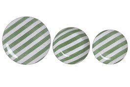 DKD Home Decor Vajilla de Porcelana 18 Piezas con Rayas Verdes