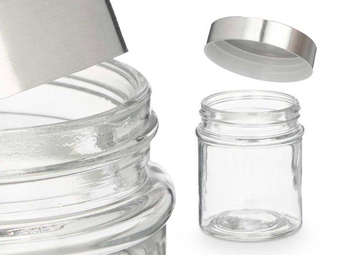 VIVALTO Set de 4 Tarros Redondos con Tapa de Acero 300ml