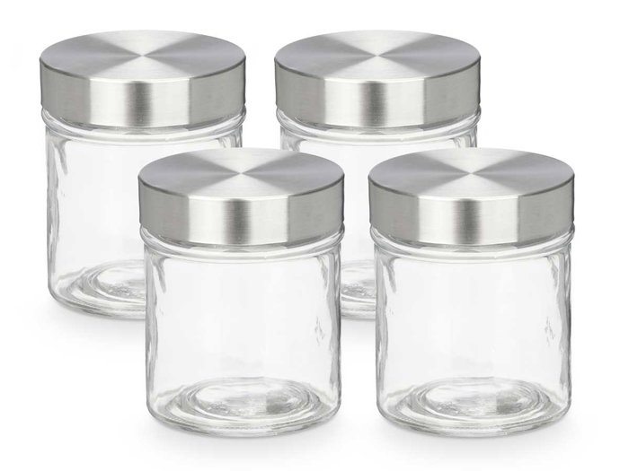 VIVALTO Set de 4 Tarros Redondos con Tapa de Acero 300ml