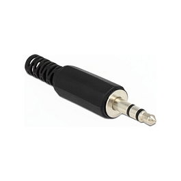 DeLOCK Jack 3.5 mm 3 Pin Stereo con Knickschutz y Conectores para Soldar, Modelo 65534