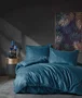Juego de Cama Satinado Estampado Rayas Azules - Funda Nordica 140 x 200 cm + 1 Funda de Almohada 60 x 60 cm