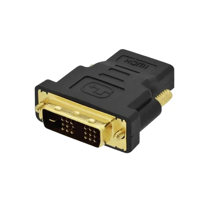 Ewent EC1370 Adaptador de DVI Macho a HDMI Hembra, Conversor de Interfaz para conectar cable HDMI, Negro y Oro