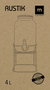 Inde Tarro Dispensador con Grifo, 4 Litros, Soporte de Metal La Mediterran, 18.1 cm Ancho x 31.5 cm Alto x 18 cm Largo (4 Unidades)