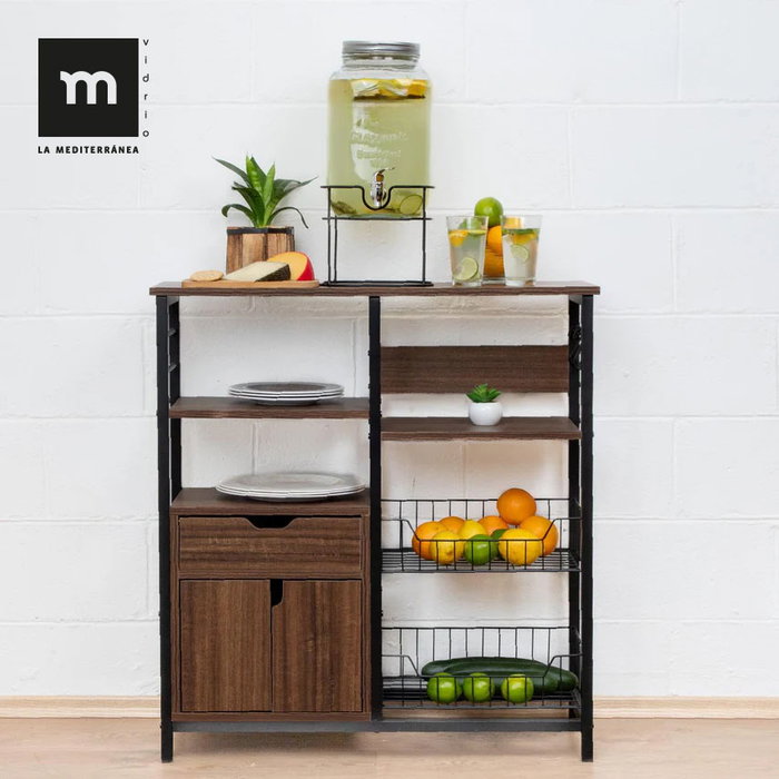 Inde Tarro Dispensador con Grifo, 4 Litros, Soporte de Metal La Mediterran, 18.1 cm Ancho x 31.5 cm Alto x 18 cm Largo (4 Unidades)