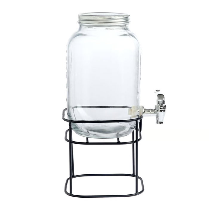 Inde Tarro Dispensador con Grifo, 4 Litros, Soporte de Metal La Mediterran, 18.1 cm Ancho x 31.5 cm Alto x 18 cm Largo (4 Unidades)