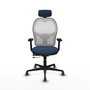 PIQUERAS Y CRESPO Silla de oficina Jorquera con mecanismo Sincro/Traslack, Azul marino y Blanco