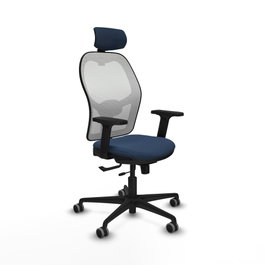 PIQUERAS Y CRESPO Silla de oficina Jorquera con mecanismo Sincro/Traslack, Azul marino y Blanco