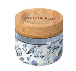 QUOKKA Recipiente de Cristal para Comida 500 ml con Funda, Deli Blue Nature