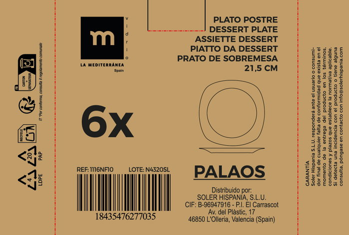 La Mediterranea Plato de Postre Opal Palaos 21.5cm