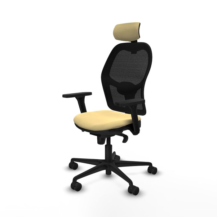 PIQUERAS Y CRESPO Silla de oficina Jorquera con mecanismo Sincro, Crema y Negro