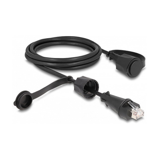 DeLOCK Cable de red Cat.6 STP RJ45 macho a RJ45 macho IP68 de 2 m, Negro