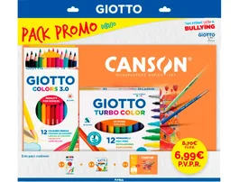 Giotto Pack Promo Dibujo y Pintura con Acuarelas, Bloc A4 370gr y Pegamento