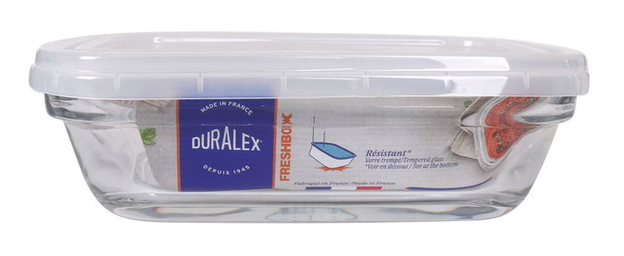 Duralex Fiambrera Rectangular 0.4L 15.5 cm x 11 cm x 4.5 cm Tapa Transparente (8 Unidades)