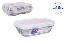 Duralex Fiambrera Rectangular 0.4L 15.5 cm x 11 cm x 4.5 cm Tapa Transparente (8 Unidades)