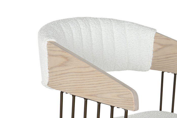 DKD Home Decor Silla Scandi Blanco Madera Poliester Bucle 51 x 55 x 76.5 cm