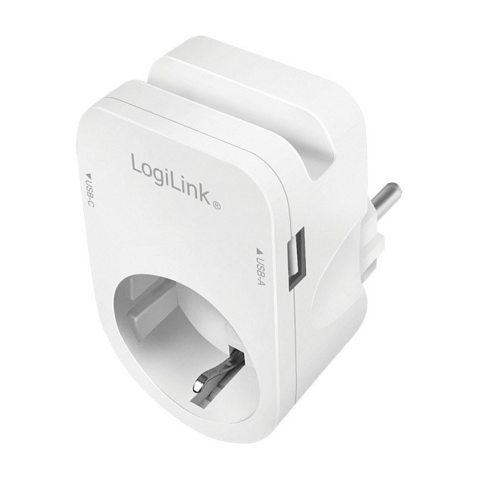 LogiLink Cargador USB-A/C de 17 W con 2 puertos, 1x USB-A y 1x USB-C, Blanco
