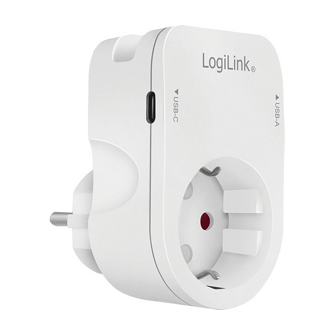 LogiLink Cargador USB-A/C de 17 W con 2 puertos, 1x USB-A y 1x USB-C, Blanco