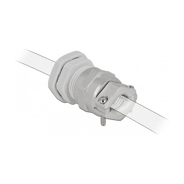 DeLOCK Prensaestopas PG29 Gris con alivio de tensión y protección contra la flexión