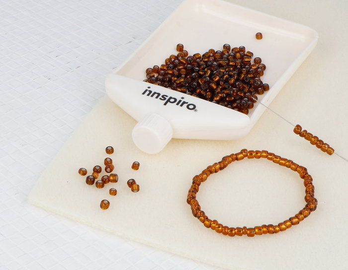 Innspiro Rocalla de Vidrio Redonda Plateado Bronce 3,8mm 120g