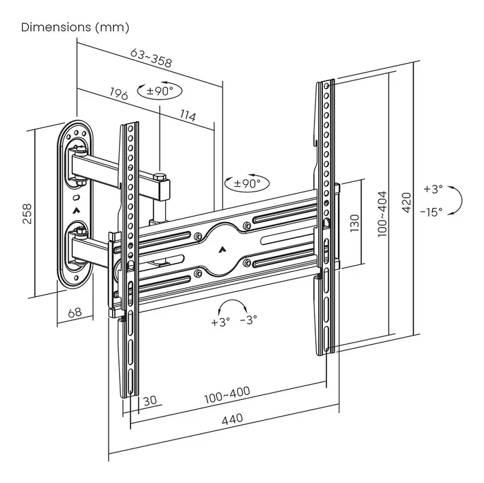 Aisens Soporte WT65TSLE-321 Giratorio e Inclinable para TV/Monitor 32-65 pulgadas